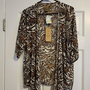 Peck & Peck Open Front Cardigan Women's Large, Brown, Style 510436